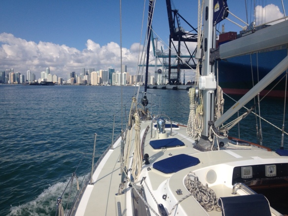 s/v Aquila approaching Miami for the boat show this weekend!